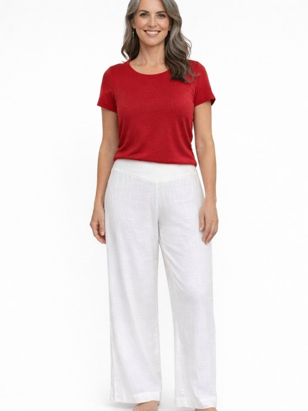 Cato White Linen Blend Wide Leg Pants Size Large | Flowy & Lightweight